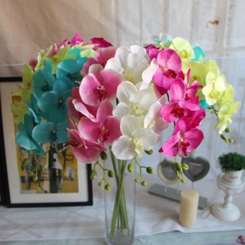 5Pcs/lot Silk Single Stem Spring Series Orchid Artificial Orchids Phalaenopsis for Wedding Centerpiece 6 Colors