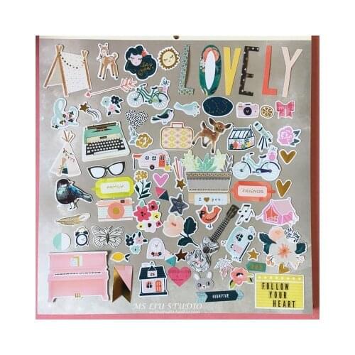 70pcs Camping life Foil Gold Paper Die Cut Stickers for DIY Scrapbooking Card Making Crafts /photo album Decoration