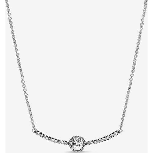 Authentic 925 Sterling Silver Creative Elegant Arc Temperament Round Necklace For Women Wedding Party Gift Fashion Jewelry