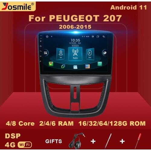 2 Din Android 11 Car Radio For PEUGEOT 207 2006-2015 Multimedia Player GPS DVD Video Navigation Carplay Wifi DSP RDS DAB 6GB128G