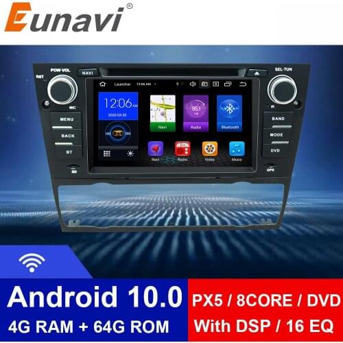 Eunavi 4GB 64GB 8 Core 1 Din Android 10 Car Radio For BMW E90/E91/E92/E93 3 Series Multimedia Player Navigation GPS Stereo DVD