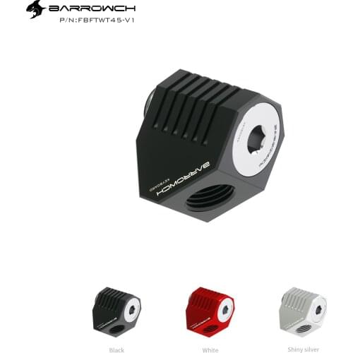 Barrowch 45°Rotary Adapter 'G1/4' thread red/black/silver with water cooling Adaptors Metal Male to Famale FBFTWT45-V1