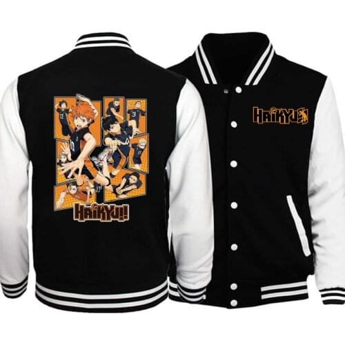 Anime Haikyuu Baseball Jacket Cool College Style Casual Fashion Winter/Autumn Thick Coats men hoodies
