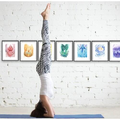 Chakra Healing Art Print Seven Charkas Poster Home Decor Yoga Meditation Watercolor Mindfulness Gift Canvas Painting Picture