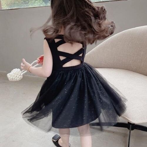 Elegant Flower Girls Dress Wedding Party Cross Back Princess Dress Summer Kids Clothes Baptism Costumes