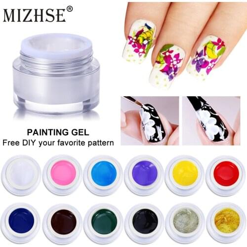 MIZHSE Gel Paint For Nails Design Painting Gel Nail Art Pigment Color UV Gel Nail Polish Glitter 15g Vernis Semi Permanant