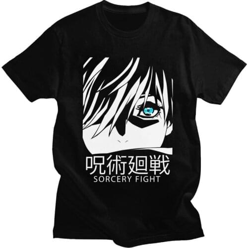 Jujutsu Kaisen JJK Tshirt Men Short Sleeves Streetwear T Shirt Novelty Anime Characters Gojo Satoru T-shirt Fitted Cotton Tee