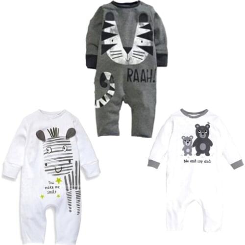 Newborn Baby Girl Rompers Cute Cartoon Animal Print Clothes Cotton Long Sleeve Clothing Set Infant Costumes Baby Boys Clothes
