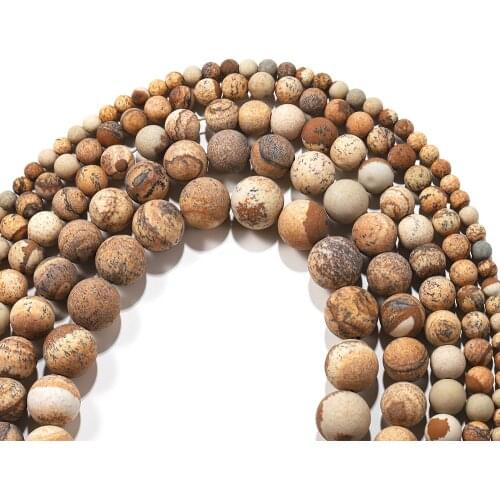 4/6/8/10/12mm Matte Natural Mineral Picture Stone Frosted Round Loose Spacer Beads Diy Fashion Jewelry Making