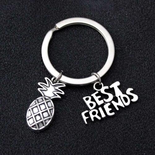 Best Friends Pineapple Keychain Compass Moon Sunshine Heart Keychains Infinity Rudder Key Chain KeyRing Women Men Jewelry