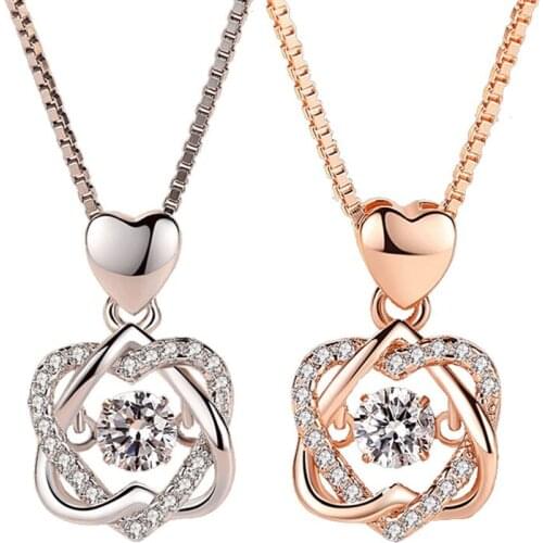 Fashion Rose Flower Box Crystal Necklace for Men Women High Quality Alloy Jewelry Box