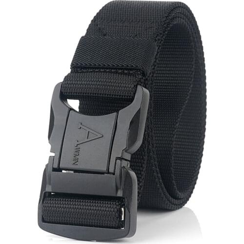 Fashion Nylon Men Belt For Jeans Black Aluminum Alloy Pluggable Buckle Breathable Male Army Belt Outdoor Work Tactical Waistband