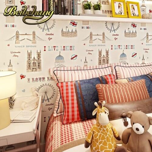 Beibehang wall paper. Pune British childrens room girl room Ferris wheel import pure paper wallpaper backdrop bedroom bedside