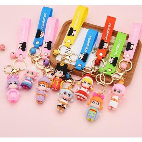 New Soft Princess Keychain Trendy Anime Girl Key Chains Ornaments for Women Girl Backpack Car Pendant Keyring Accessories Gifts