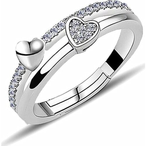 New Stylish Heart-shaped adjustable Heart Couple Romantic Wedding Engagement Ring