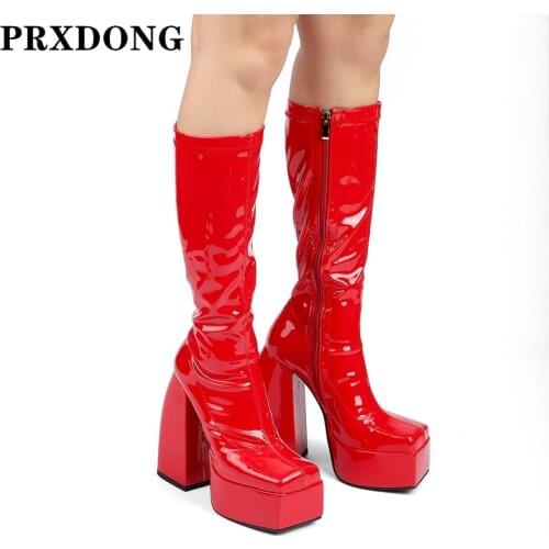 INS New Sexy Microfiber Leather Shoes Woman Knee High Boots Autumn Winetr Lady Shoes Dress Party Stretch Boots Big Size 35-43