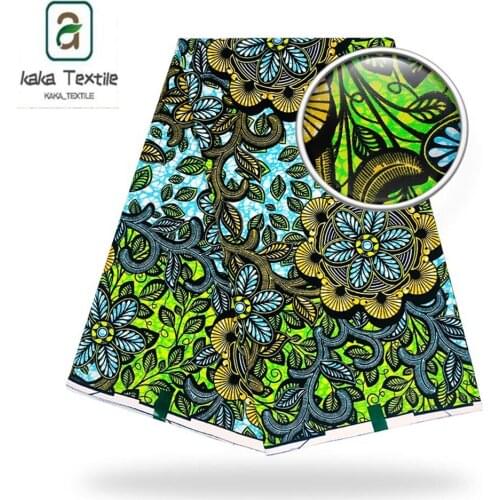 New African Grand Wax Print GlitterGlam Gold Embellished Ankara Cotton Material Pagne Real Batik Stuff For Wedding Dress 6Yards