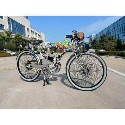 Adorable Graffiti 4 Stroke 80cc Engine 4.7Liters Gas Tank Custom To Order Chopper Bike Retro Gasoline Bicycle Carnival Celebrate