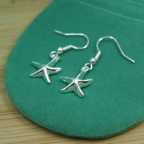 Wholesale New Small Star Earring For Women Silver 925 Jewelry Drop Earrings Ladies Girl Christmas Gifts