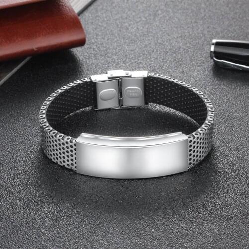 Personalized Custom Stainless Steel Medical Alert ID Bracelet Mens Stainless Steel Adjustable Emergency Tag Bangle Wristband