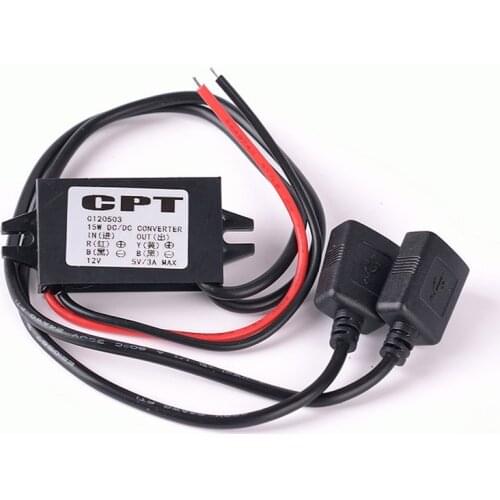 DC/DC Converter 12V to 5V 3A 15W Dual USB Step Down Power Adapter Supply Module for Car Power Regulator Voltage Step Down