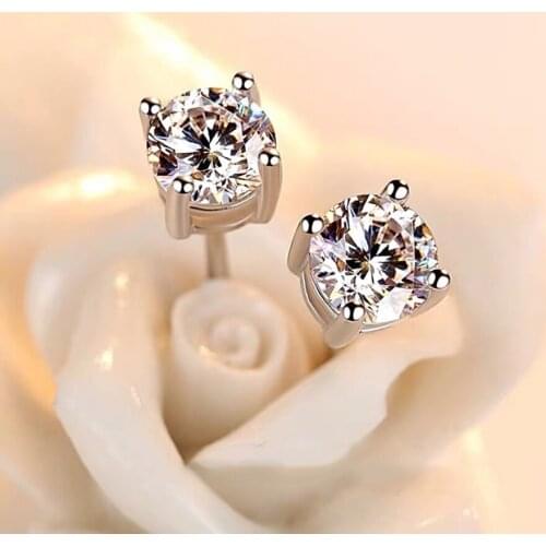 14K White Gold Earrings Moissanite 5mm classic 4 claws DF Color round moissanite Jewerly White Gold Earrings