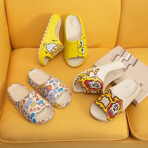 Men Women Summer Yzy Slides Breathable Cool Beach Sandals Flip Flops Fish Mouth Slippers Lightweight Bone White Plus Size