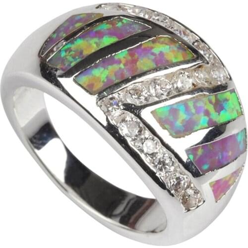 SHUNXUNZE luxury boho Wedding rings Jewelry & Accessories for Noble women Rave reviews Pink opal Rhodium Plated R101 size 7 8 9