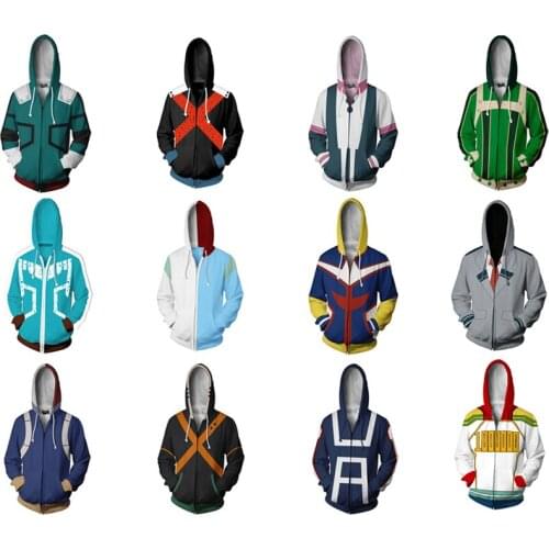 My Hero Academia Sweatshirts Men Women Boku no Hero Academia Cosplay Costume Hoodies Asui Tsuyu All Might OCHACO URARAKA Coat