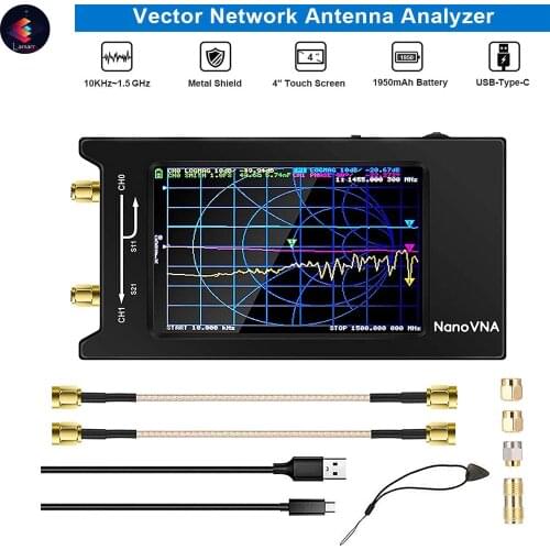 NEW Vector Network Analyzer Nanovna-H4 Antenna 10k-1.5GHz with 4"Touch screen HF VHF UHF Wave Measuring Parameters Voltage