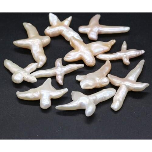 High Quality Natural Baroque Shaped With Cross Pearl Beads DIY Decorative Jewelry 20x40-30x45mm