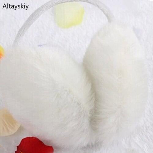 Earmuffs Women Solid Couple Harajuku Streetwear Rabbit Faux Fur Sweet Womens Furry Kawaii Earmuff Korean Style All-match Simple