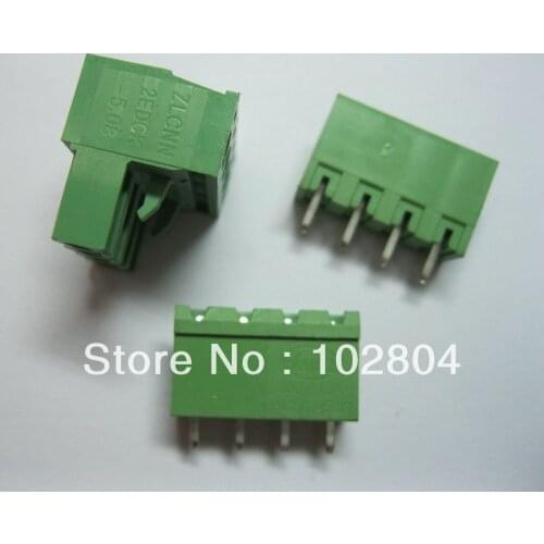 100 Pcs Pitch 5.08mm 4way/pin Screw Terminal Block Connector Green Color L Pluggable Type