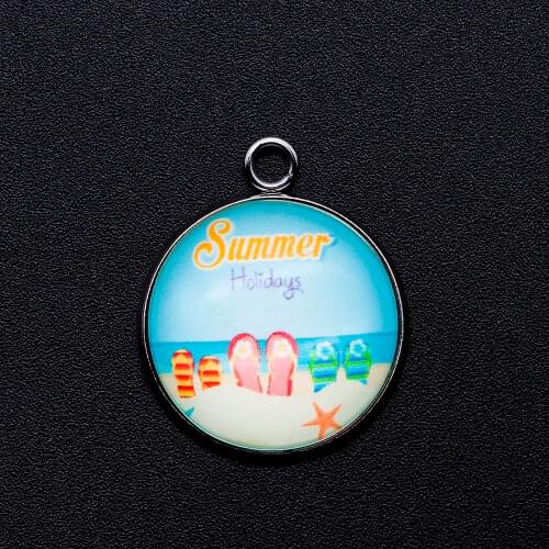 5pcs/lot Summer Holiday Cabochon Jewelry Pendant DIY Charms Wholesale Necklace Making Charm OEM Order Accepted Factory Store