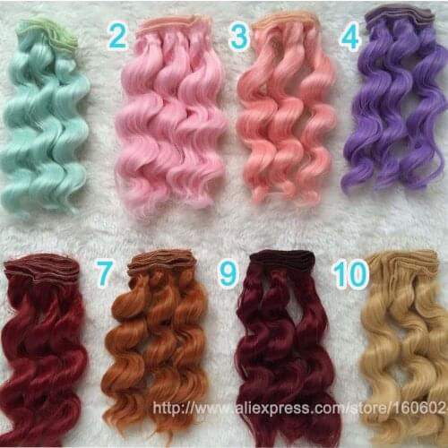 8PCS/LOT Wholesale 15*100CM Synthetic Hair Doll DIY Curly 1/3 BJD Doll Wig 1/4