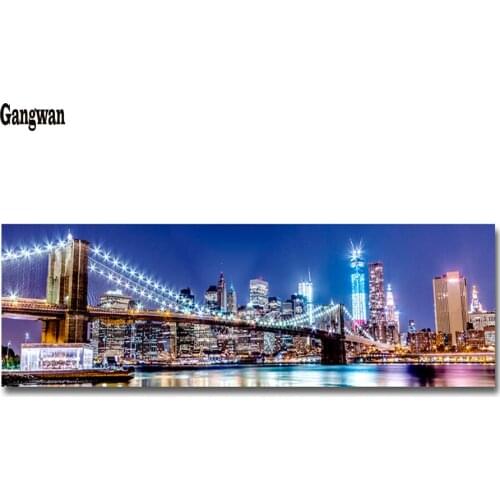 5D DIY Diamond Painting Diamond Embroidery City Night New York Brooklyn Bridge view Decorative Pictures Rhinestones Decoration