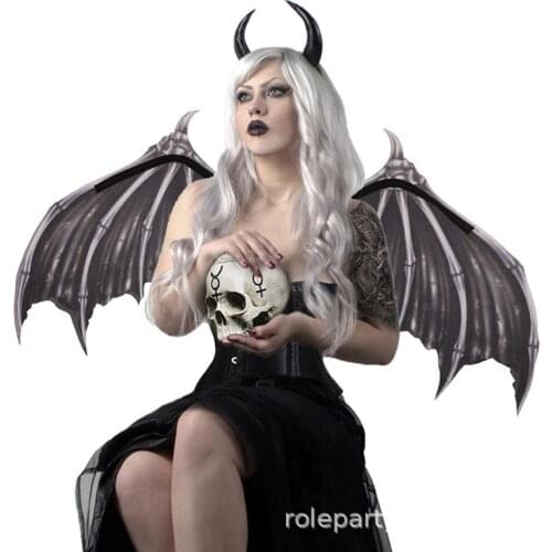2021 White Black Little Devil Bat Bone Wings Halloween Masquerade Party Game Decoration Props Stage Event Cosplay Aldult DIY
