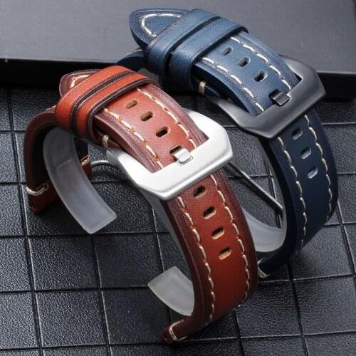 Genuine leather bracelet 20mm 22mm 24m 18mm Handmade Watch Strap mens wristwatches band watch belt For Panerai Fossil Watchband