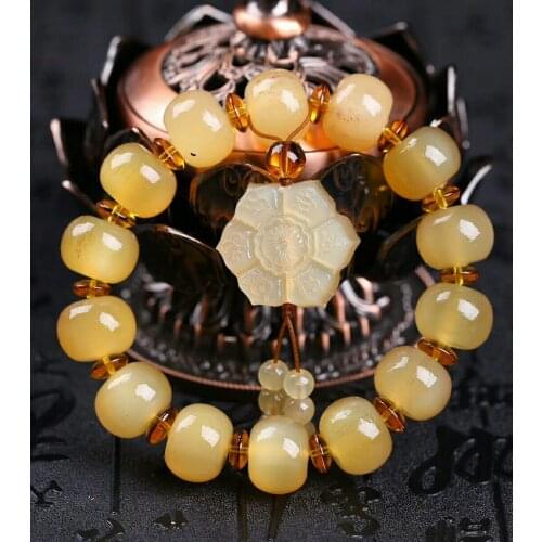 Handcrafted Sheep Horn Beads Bracelet Tibetan Horn Beads Mala Bracelet OM Mantra Amulet Buddhist Mala Bracelet Lovers Jew