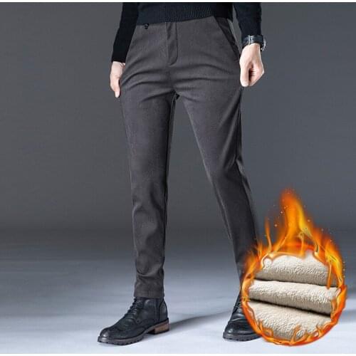 Winter Corduroy Pants Men Black Khaki Straight Thick Male Trousers of Leisure Business Mens Cotton Casual Pants Long Trousers
