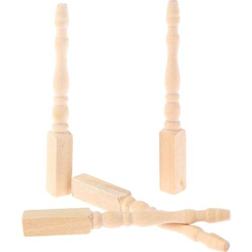 4pcs/set 1:12 Dollhouse Miniature DIY Wooden Table Leg Furniture Kids Toys Dollhouse Accessories