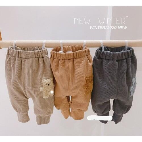 0-3 Year Infant Baby Pants 2020 Winter Autumn New Boys Thicken Warm Trousers Casual Cartoon Cotton Plus Velvet Pants For Girls