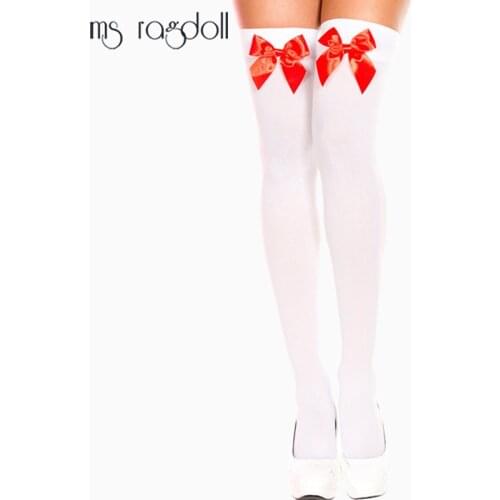 Bow Long Tube In The Eyes Net Socks Temptation Sexy Cosplay Network Socks Appeal Network Hosiery Matching Semi-Penetrating Sexy