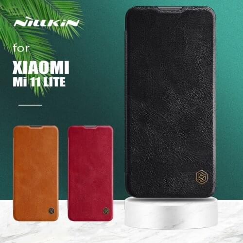 For Xiaomi Mi 11 Lite 5G Case Nillkin Qin Luxury Slim Flip Leather Case Card Slot Back Cover for Xiaomi Mi11 Mi 11 Lite 4G Case