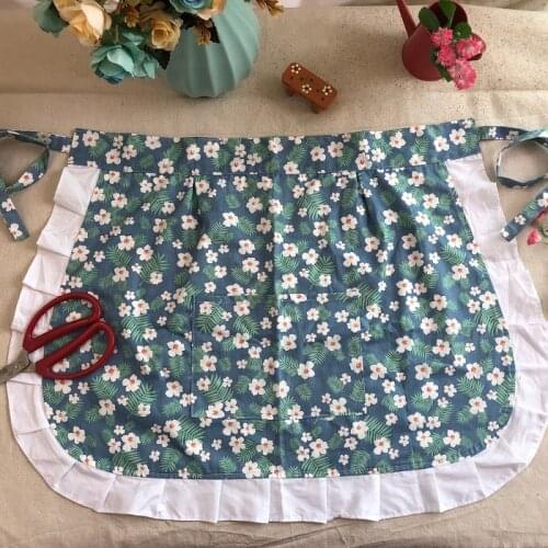 Double layer cotton fungus lace European and American pastoral style half-length apron anti-pollution home cleaning high-end