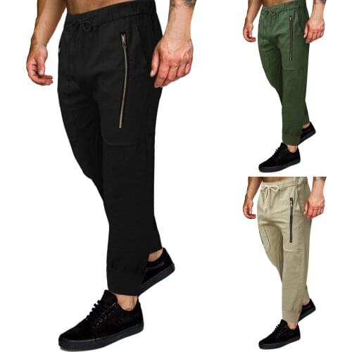 New Men Casual Joggers Pants Solid Thin Cargo Sweatpants Male Multi-pocket Trousers Mens Sportswear Hip Hop Harem Pencil Pants
