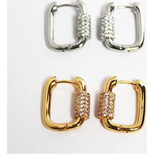 European And American Fashion Micro-Inlaid Zircon Geometric Stud Earrings