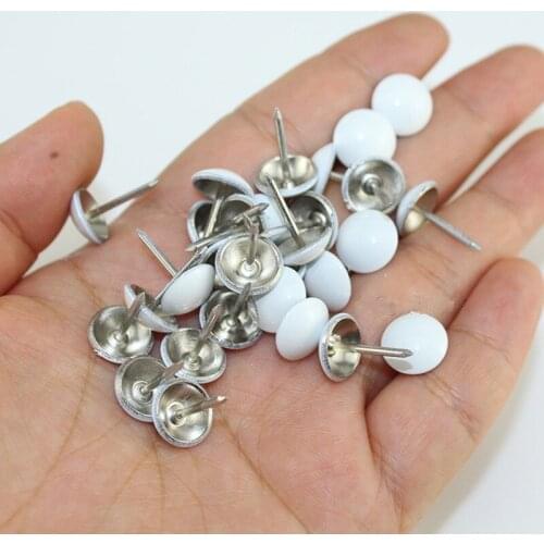 European White Metal Upholstery Nail,Antique Jewelry Case Box Sofa Decorative Tack Stud Pushpin Modern Furniture Nails,100Pcs