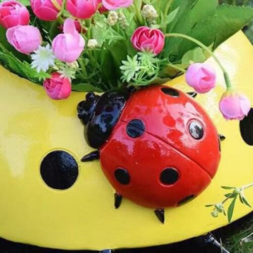 Simulation Animal Garden Decoration Ladybug Flower Pot Plant Outdoor Garden Landscape Crafts Setting Garden Lawn Flowerpot #7