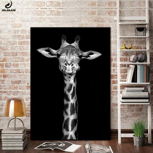 JHLJIAJUN Canvas Painting Black And White Animals Giraffe Modern Prints And Posters Wall Art Decor Picture Living Decor Pictures